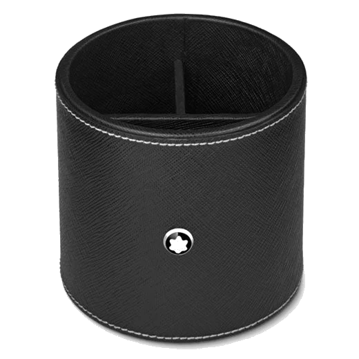 Montblanc Round 3 Compartment Pen Holder in Black Leather