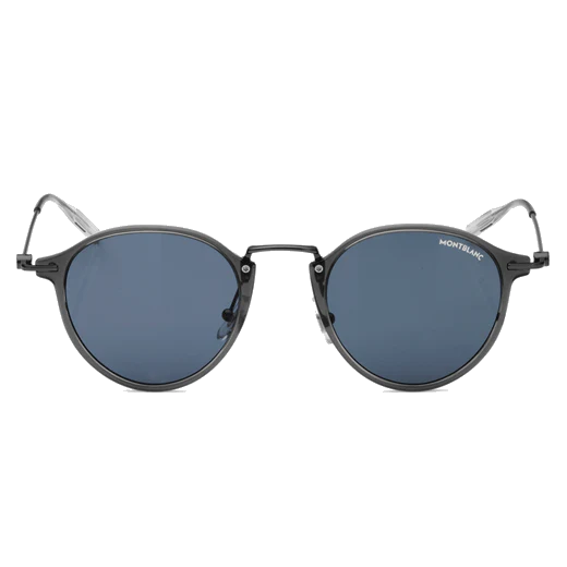 Montblanc Round Sunglasses with Grey Frame & Blue Lenses