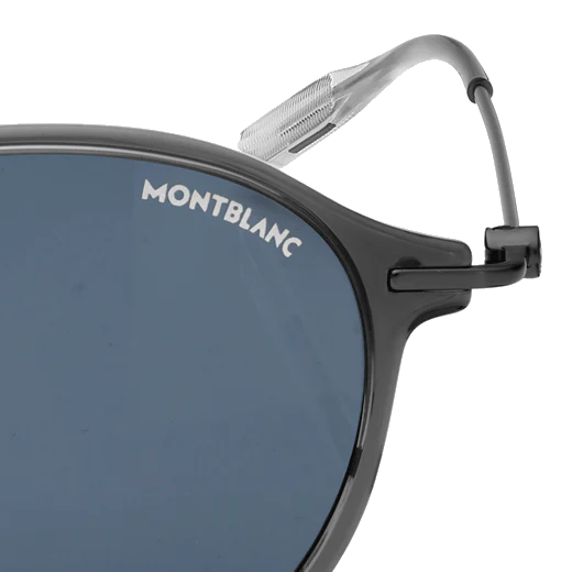 Montblanc Round Sunglasses with Grey Frame & Blue Lenses - Image 3