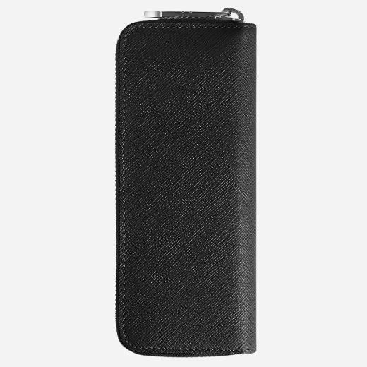 Montblanc Sartorial Black Leather Two Pen Pouch with Zip - Image 2