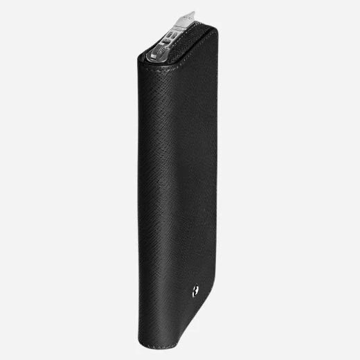 Montblanc Sartorial Black Leather Two Pen Pouch with Zip - Image 3