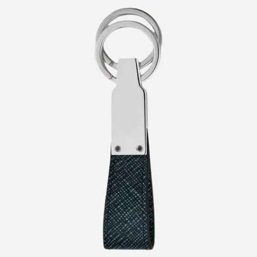 Montblanc Sartorial Tweed Blue Leather Loop Key Fob - Image 2