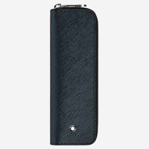Montblanc Sartorial Tweed Blue Leather One Pen Pouch with Zip