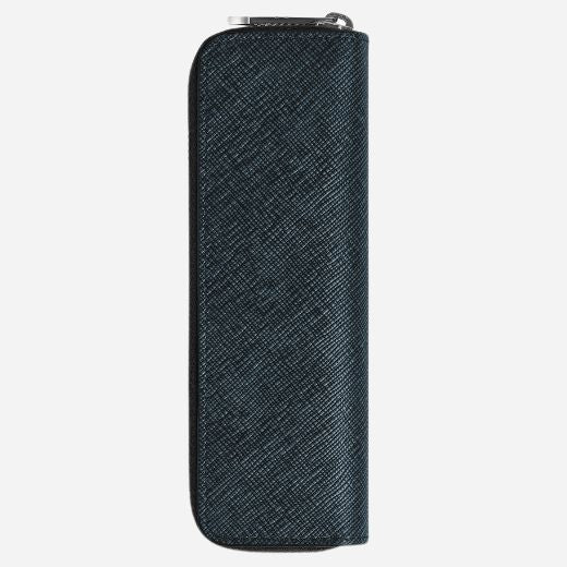 Montblanc Sartorial Tweed Blue Leather One Pen Pouch with Zip - Image 2