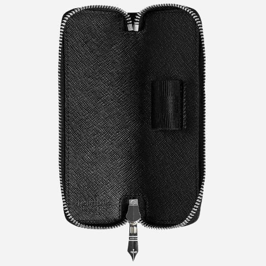 Montblanc Sartorial Tweed Blue Leather One Pen Pouch with Zip - Image 5