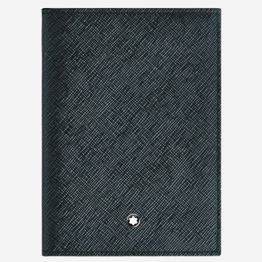 Montblanc Sartorial Tweed Blue Leather Passport Holder with 3CC