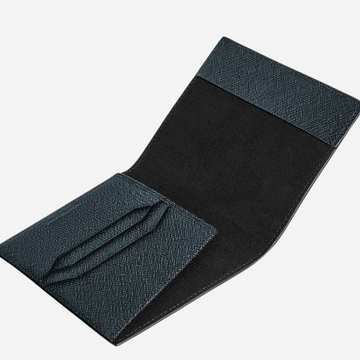 Montblanc Sartorial Tweed Blue Leather Passport Holder with 3CC - Image 4