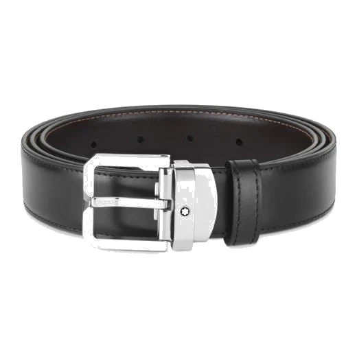 Montblanc Square Pin Buckle Reversible Plain Leather Belt, 30 mm