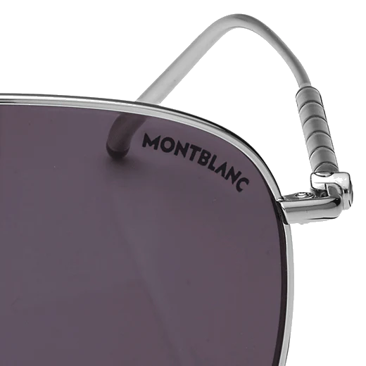 Montblanc Squared Sunglasses with Silver-Coloured Metal Frame - Image 3