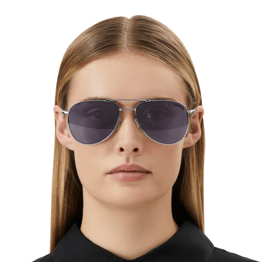 Montblanc Squared Sunglasses with Silver-Coloured Metal Frame - Image 5