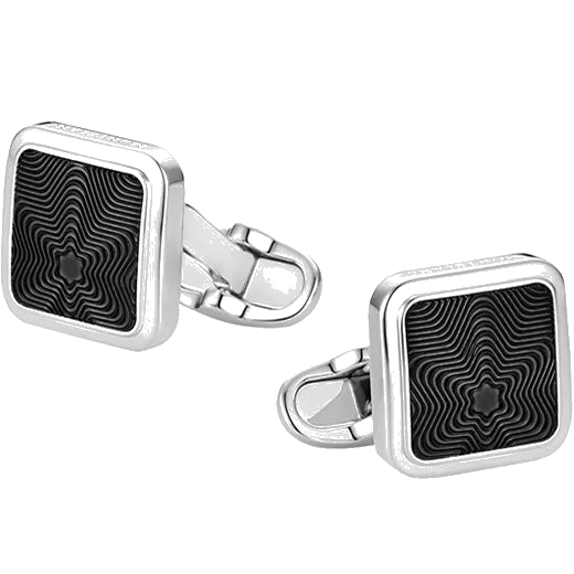 Montblanc Star Patterned Black Snowcap Inlay Cufflinks