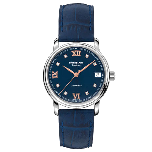 Montblanc Tradition Blue Calf Leather Automatic Date Watch