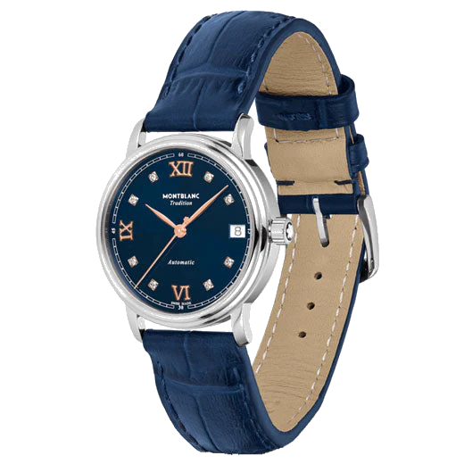 Montblanc Tradition Blue Calf Leather Automatic Date Watch - Image 2