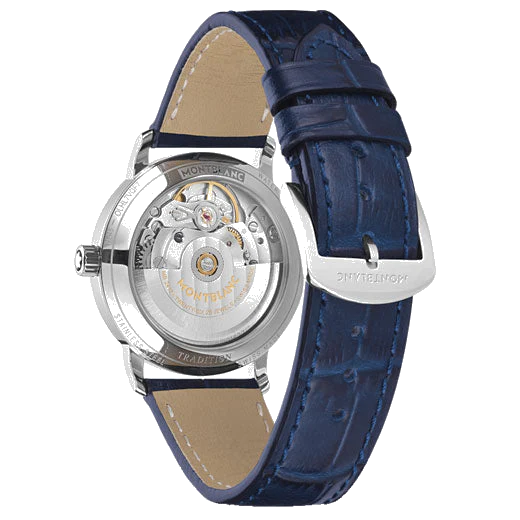 Montblanc Tradition Blue Calf Leather Automatic Date Watch - Image 4