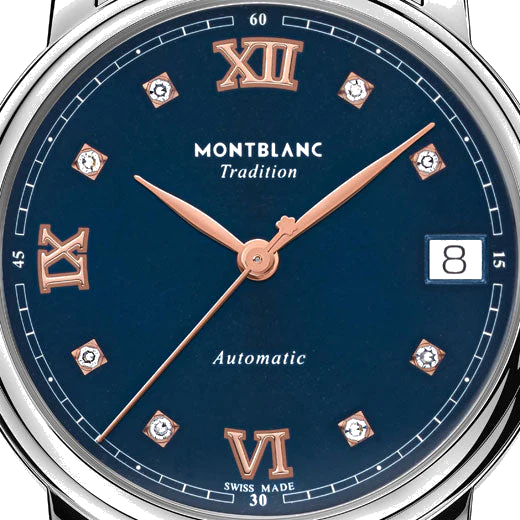 Montblanc Tradition Blue Calf Leather Automatic Date Watch - Image 5