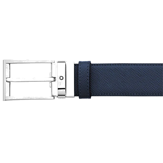 Montblanc Trapeze Shiny Palladium Pin Buckle Reversible Black/Blue Belt - Image 3
