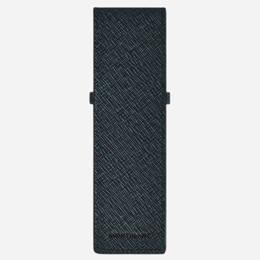 Montblanc Tweed Blue Sartorial Leather 2-Pen Pouch - Image 2