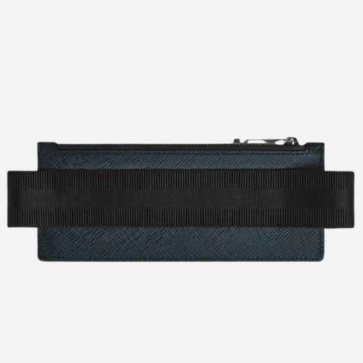 Montblanc Tweed Blue Sartorial Leather Zipped 2-Pen Pouch with Elastic Strap - Image 2