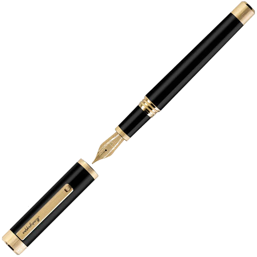 Montegrappa Black & Yellow Gold Zero Fountain Pen with 14K Gold Nib