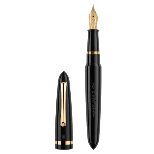 Montegrappa Venetia Black & Gold Stainless Steel Fountain Pen