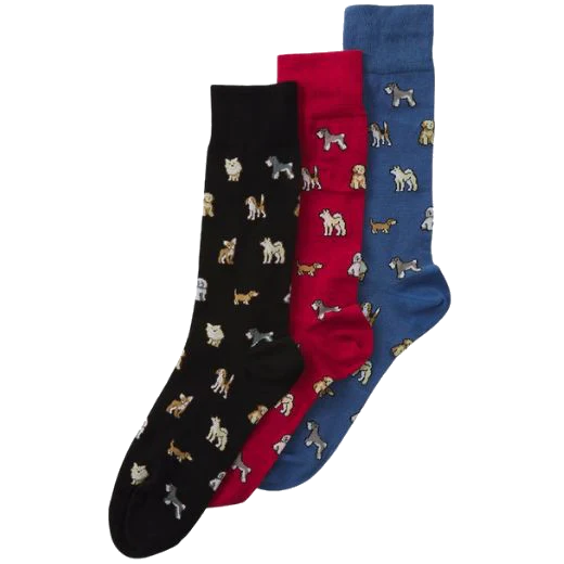 Paul Smith 3-Pack Black-Red-Blue Kyoto Dog Socks