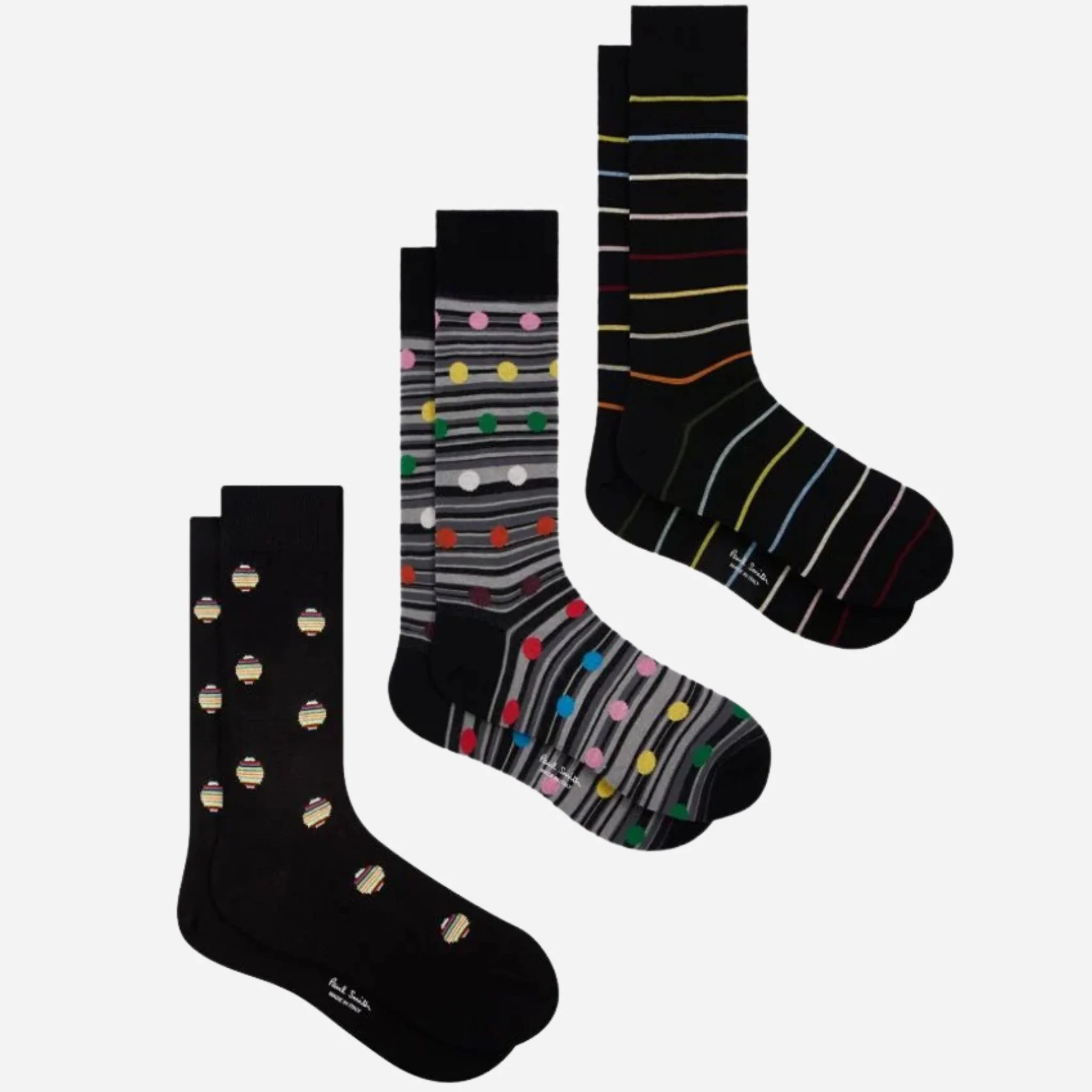 Paul Smith 3-Pack Multicoloured Polka Dot and Stripe Socks