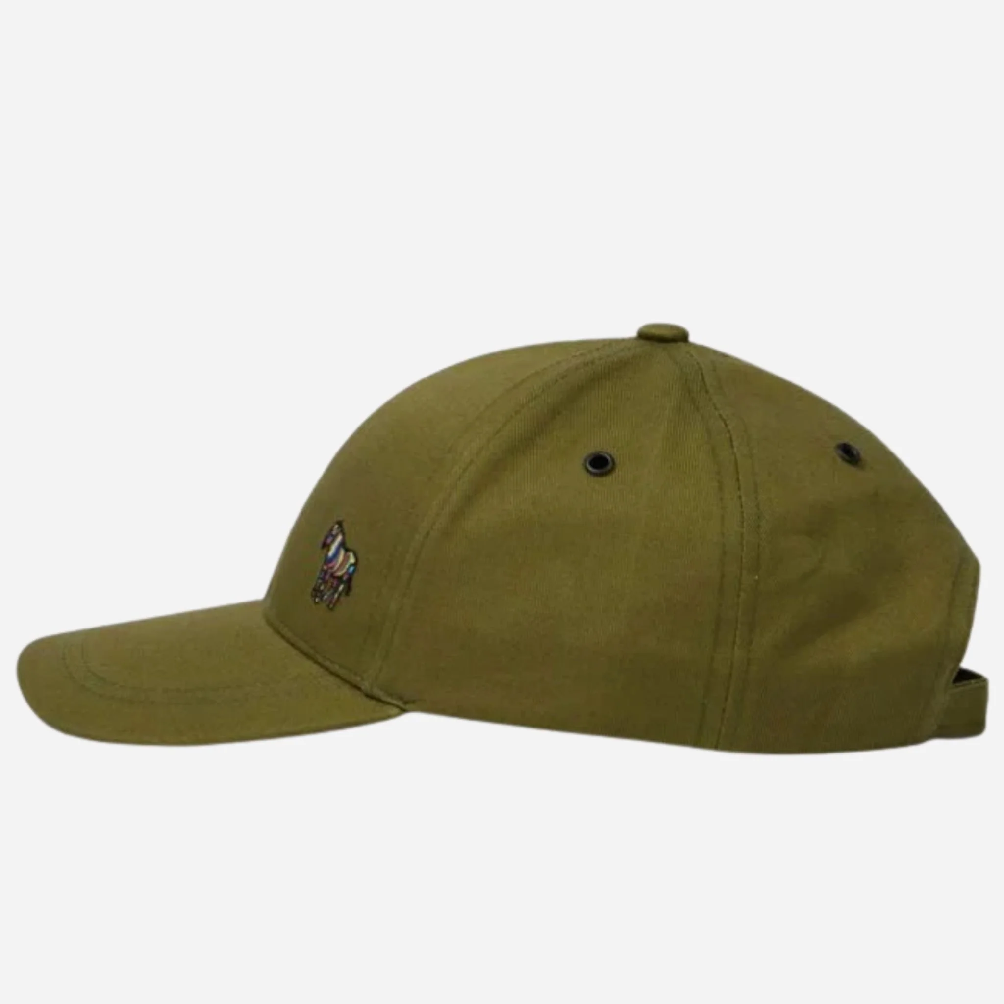 Paul Smith Army Green Seasonal Cotton Cap with Signature Stripe Zebra Logo