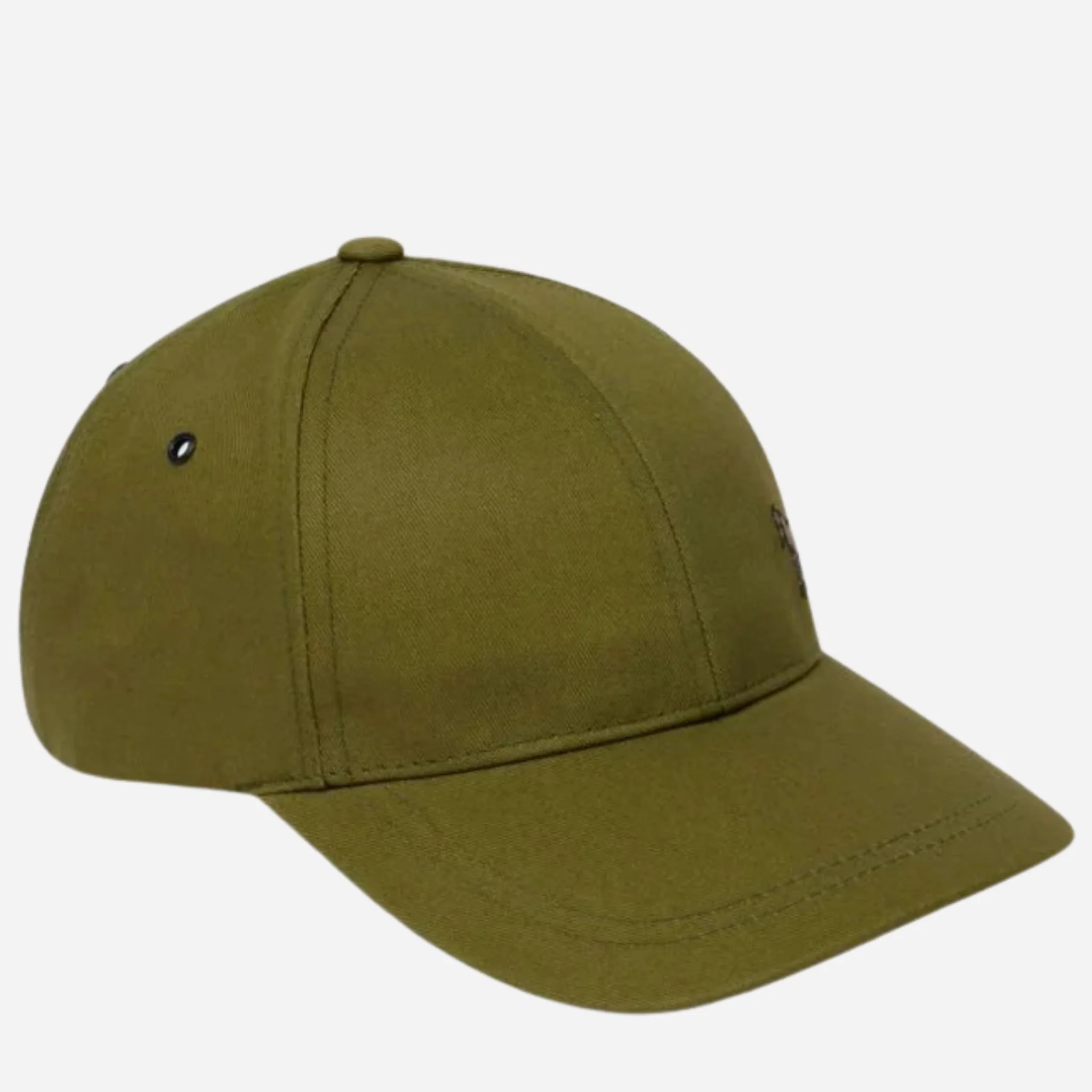 Paul Smith Army Green Seasonal Cotton Cap with Signature Stripe Zebra Logo - Image 2