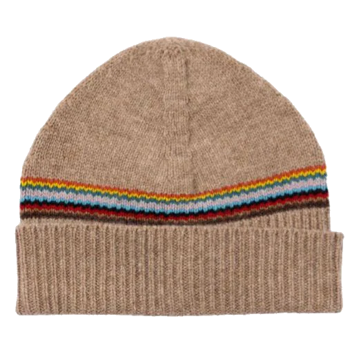 Paul Smith Beige 'Signature Stripe' Block Lambswool Beanie Hat