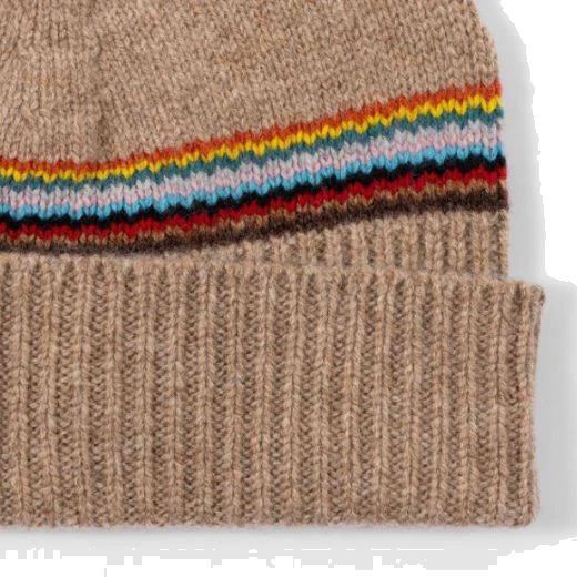 Paul Smith Beige 'Signature Stripe' Block Lambswool Beanie Hat - Image 2
