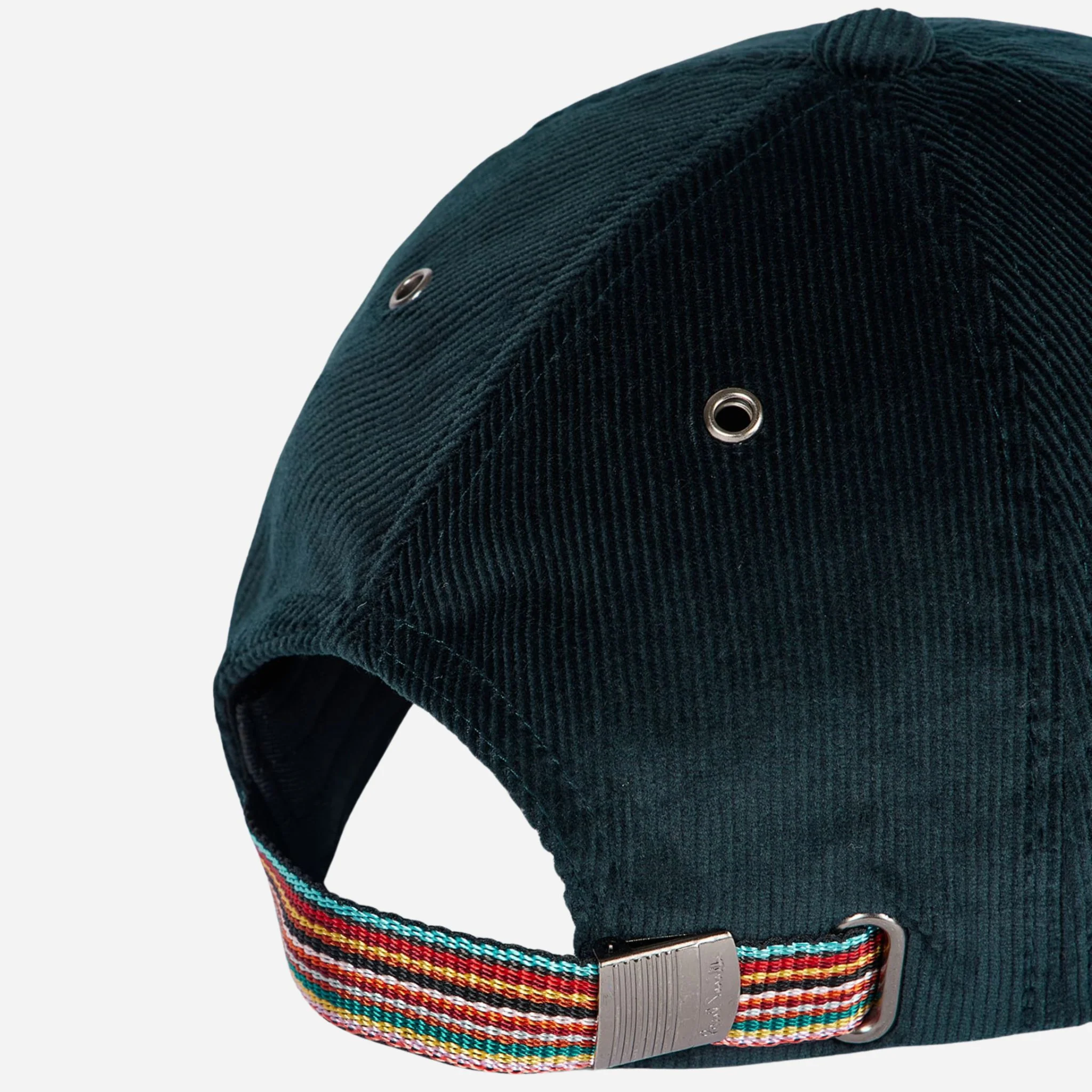 Paul Smith Dark Blue Corduroy Cap with Signature Stripe Adjustable Strap - Image 3