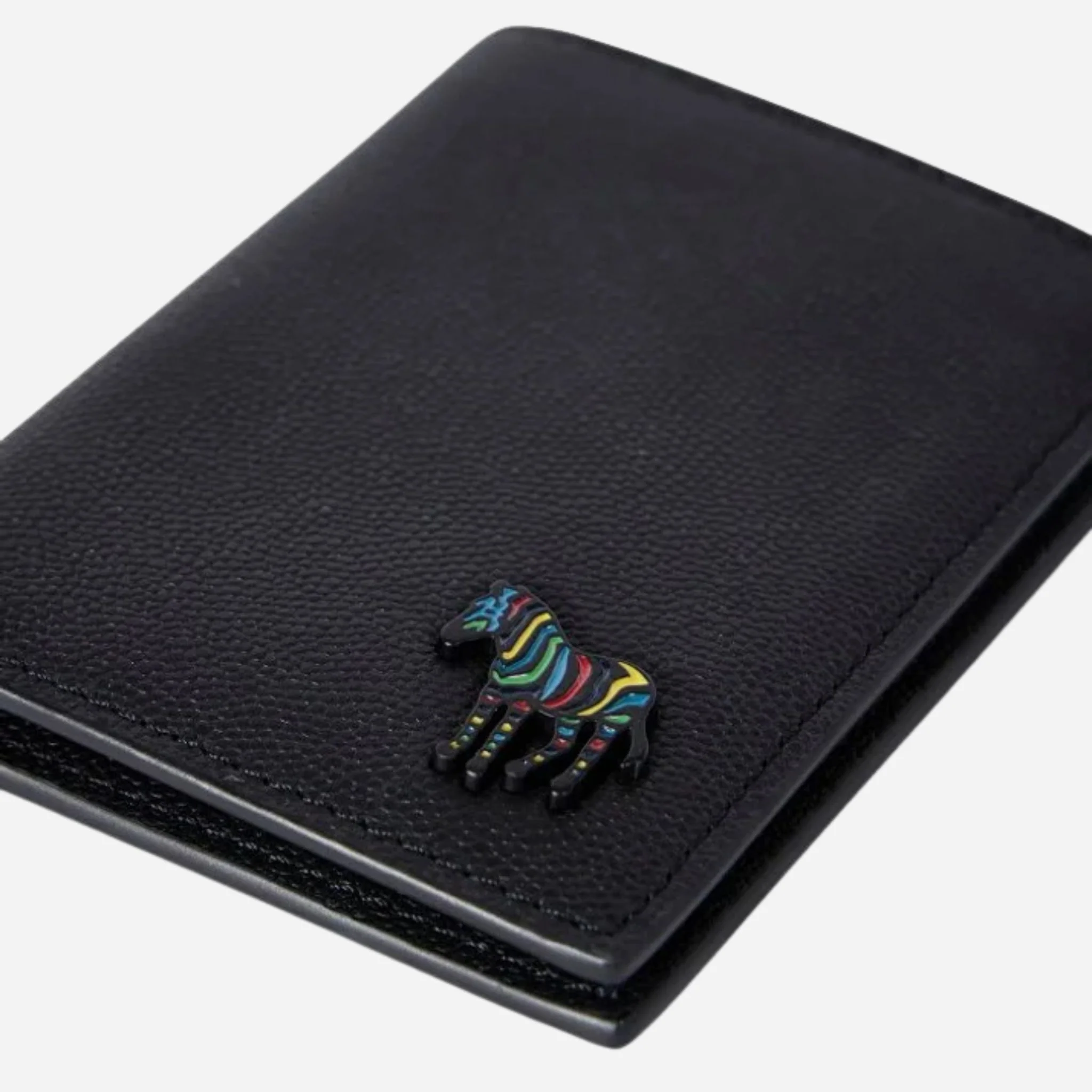 Paul Smith Black Grained Leather 4CC Fold Card Case - Image 4