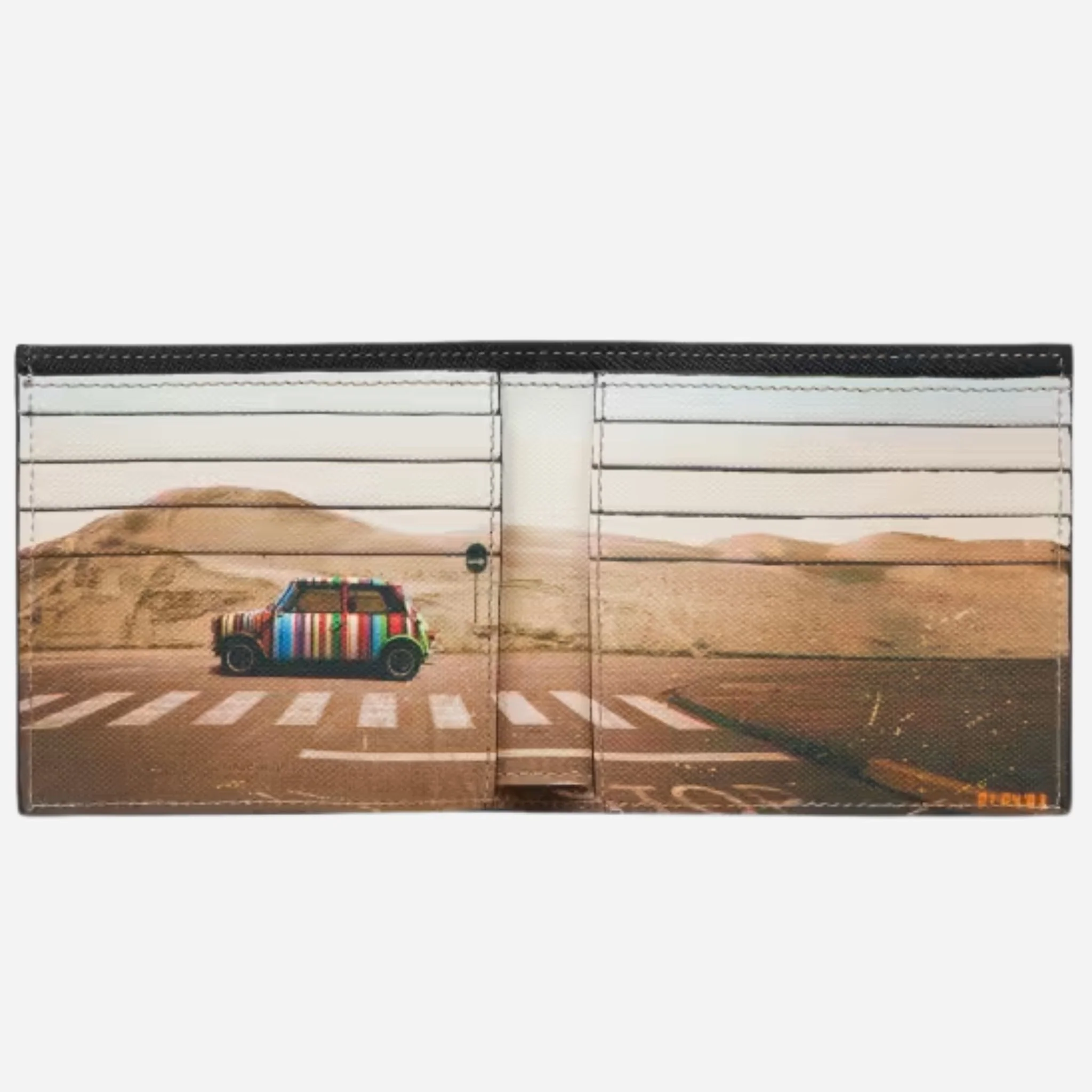 Paul Smith Black Leather Billfold Wallet with 'Desert Mini' Interior