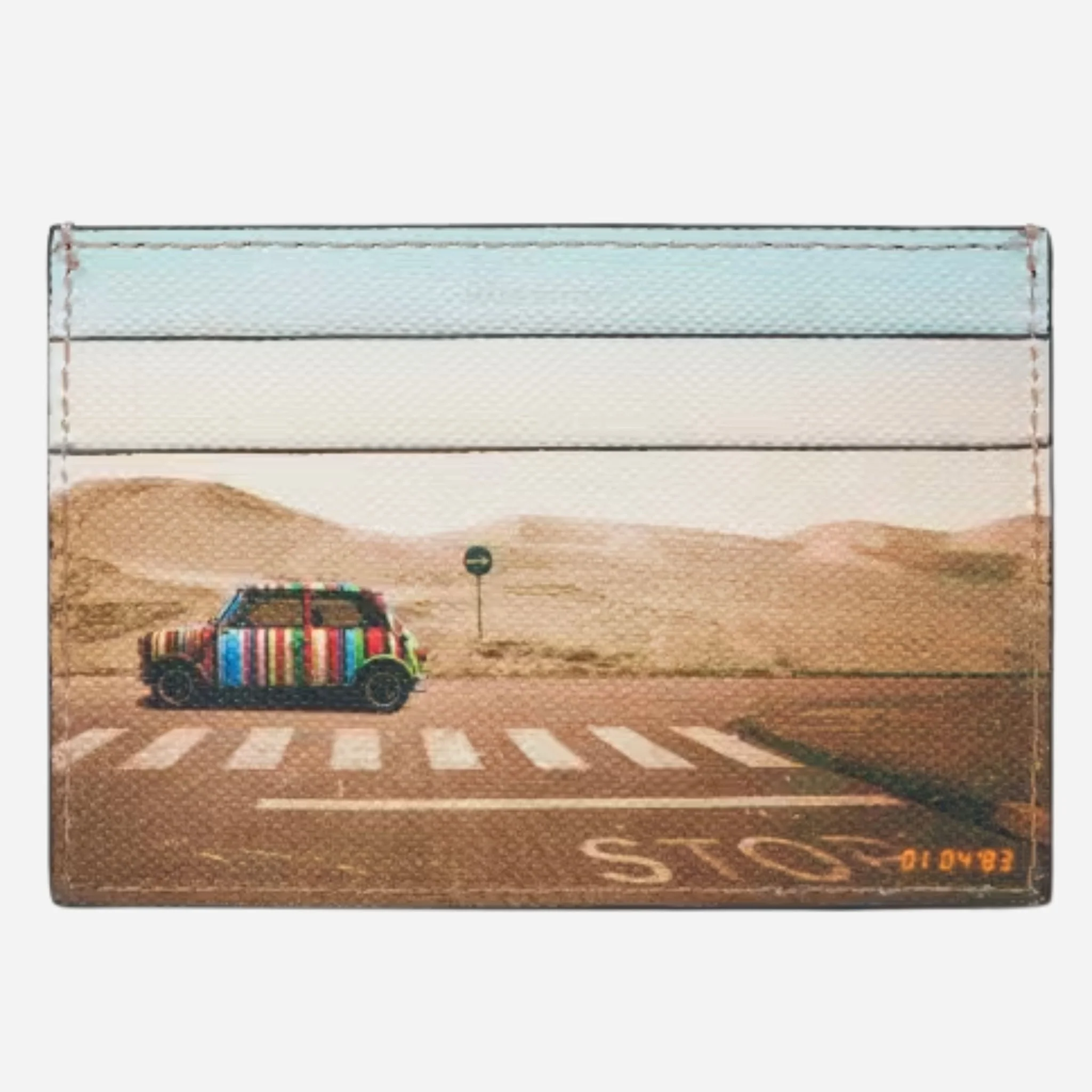 Paul Smith Black Leather Credit Card Holder with 'Desert Mini' Print