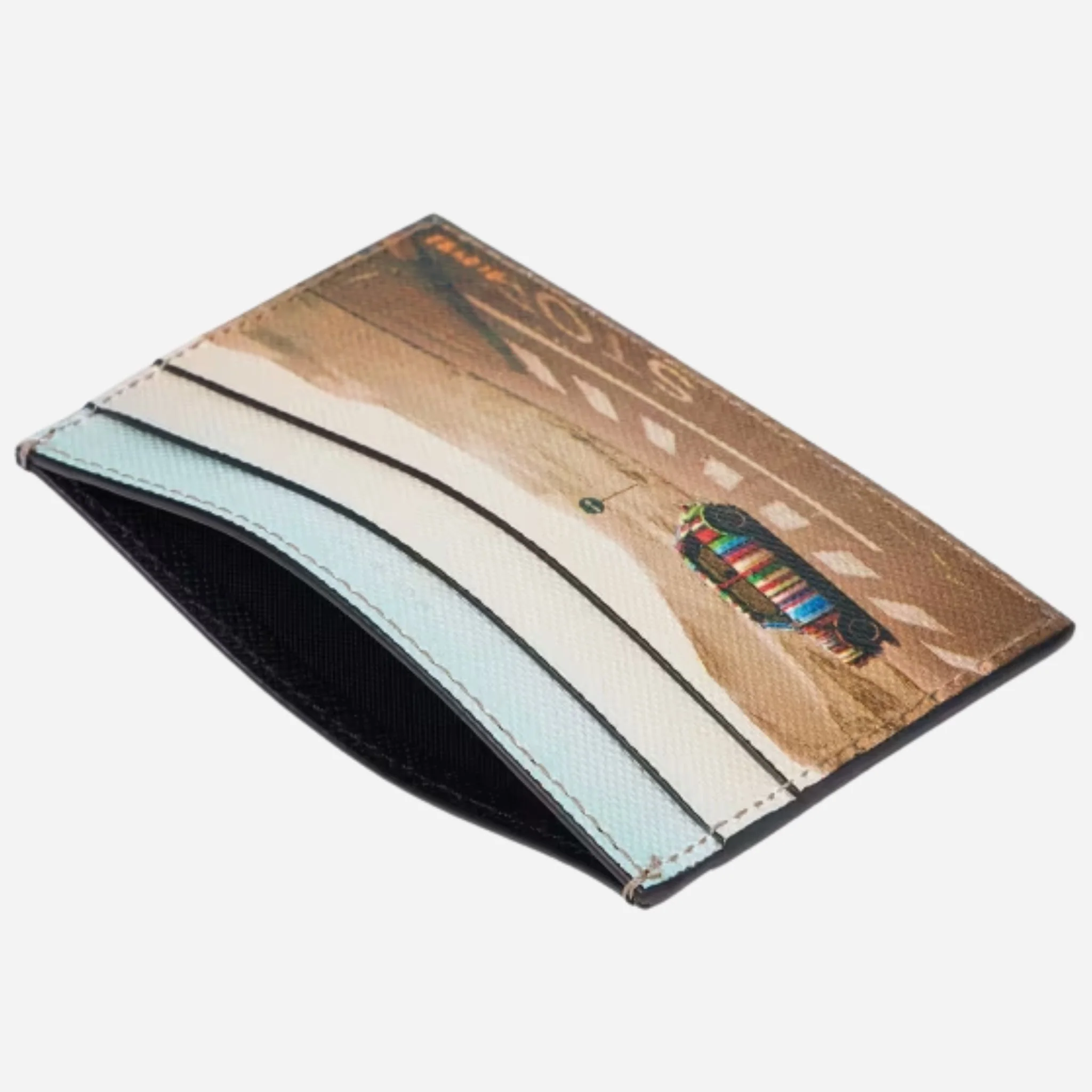 Paul Smith Black Leather Credit Card Holder with 'Desert Mini' Print - Image 3