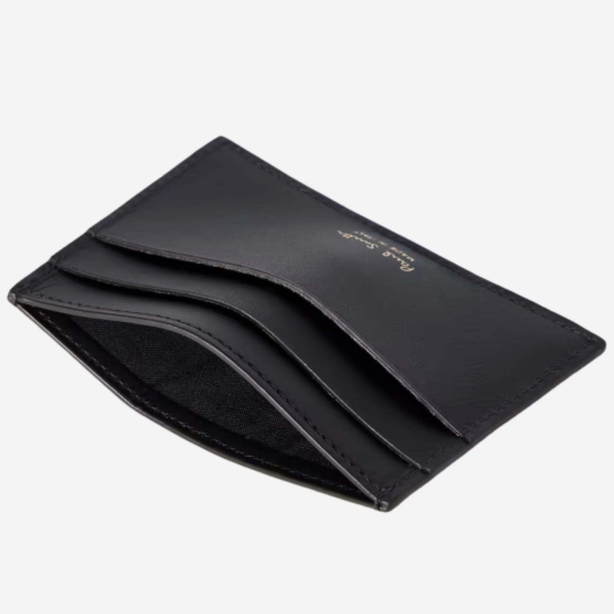 Paul Smith Black Leather Credit Card Holder with 'Signature Stripe' Coated Canvas - Image 3