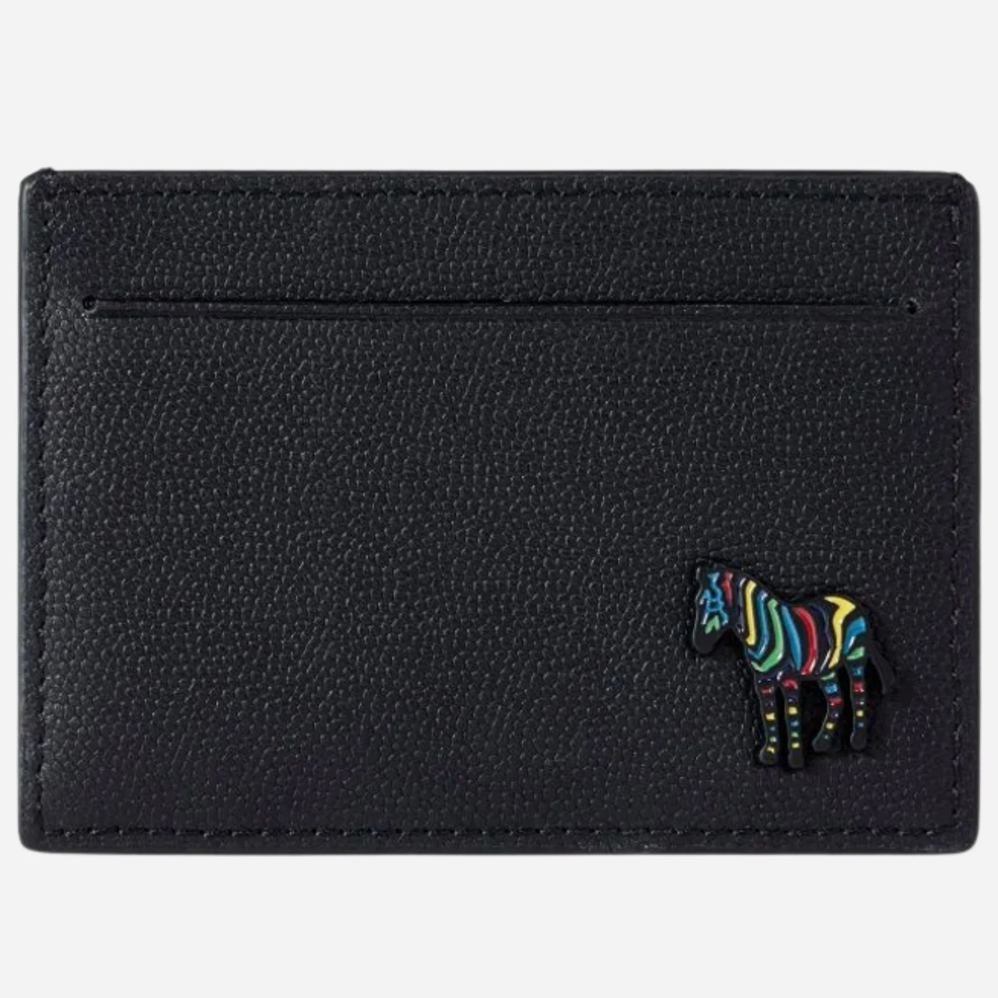Paul Smith Black Leather Credit Card Holder with Striped Zebra Logo