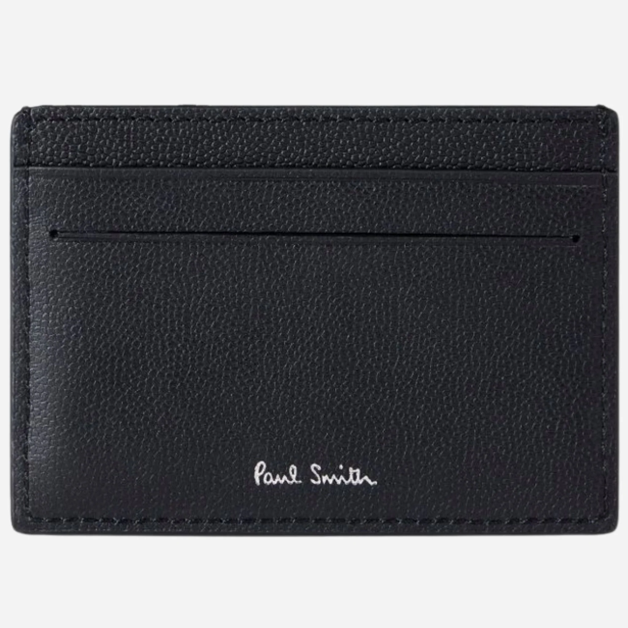 Paul Smith Black Leather Credit Card Holder with Striped Zebra Logo - Image 2
