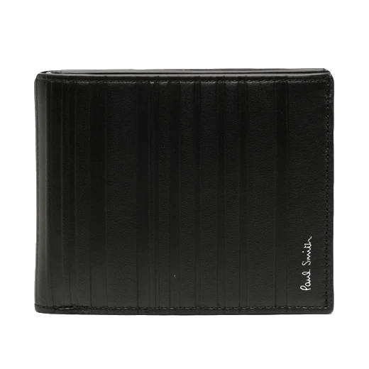 Paul Smith Black Leather 'Shadow Stripe' 6CC Wallet