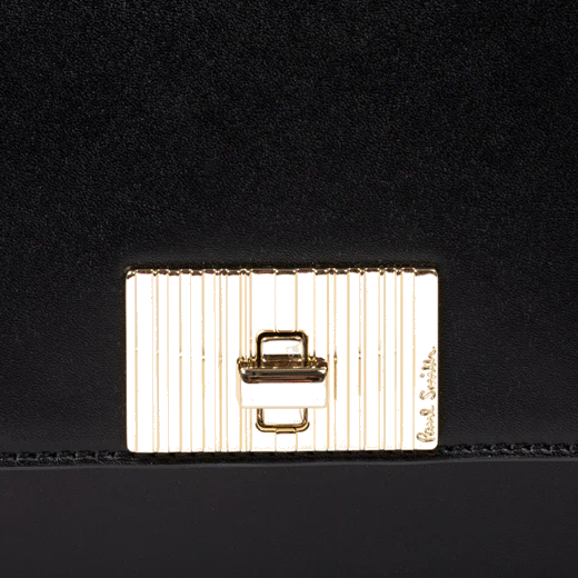 Paul Smith Black Leather 'Shadow Stripe' Buckle Crossbody Bag - Image 6