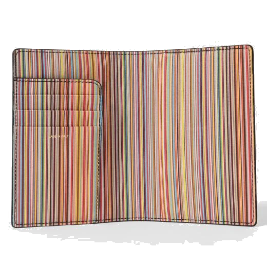 Paul Smith Black Leather Signature Stripe Passport Holder - Image 2