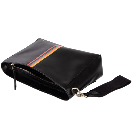 Paul Smith Black Leather Wash Bag with Painted Stripe Detailing - Image 3