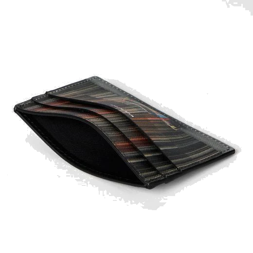 Paul Smith Black 'Mini Stripe' Print 3CC Leather Card Holder - Image 3