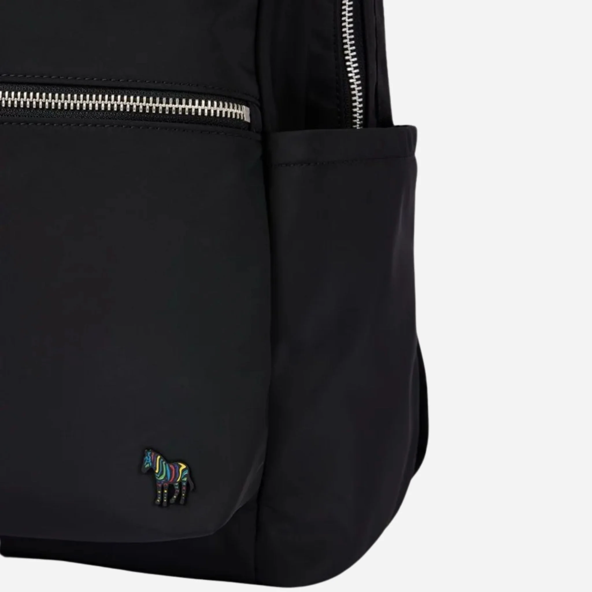 Paul Smith Black Recycled Polyester Backpack with Signature Stripe Zebra Logo - Image 6