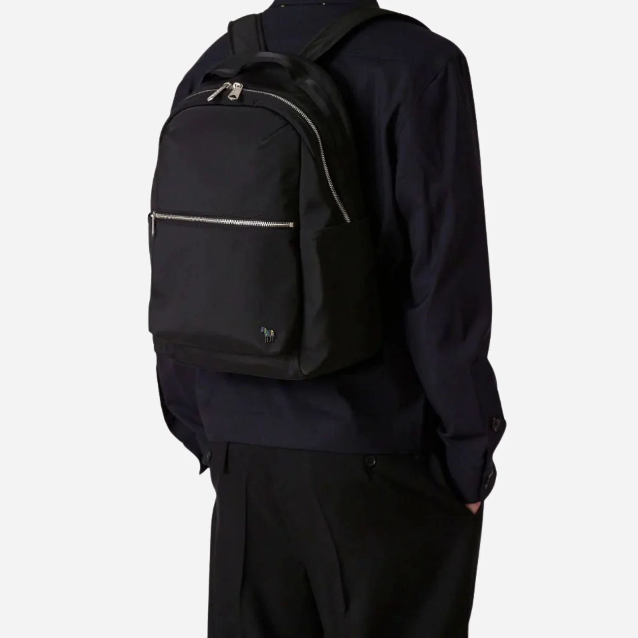 Paul Smith Black Recycled Polyester Backpack with Signature Stripe Zebra Logo - Image 8