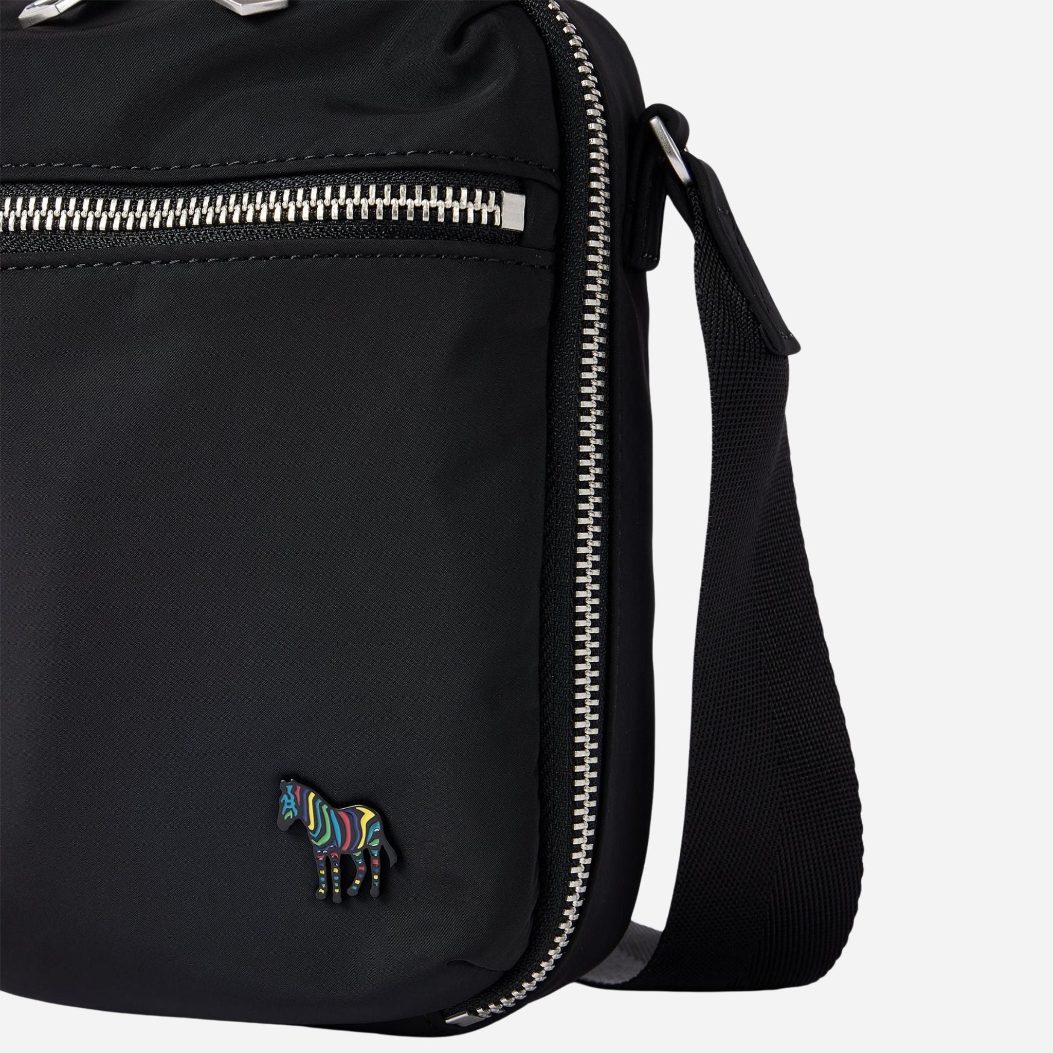 Paul Smith Black Recycled Polyester Small Flight Bag with Signature Stripe Zebra Logo - Image 5