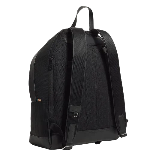 Paul Smith Black Shadow Stripe Backpack with Cowhide Trim - Image 2