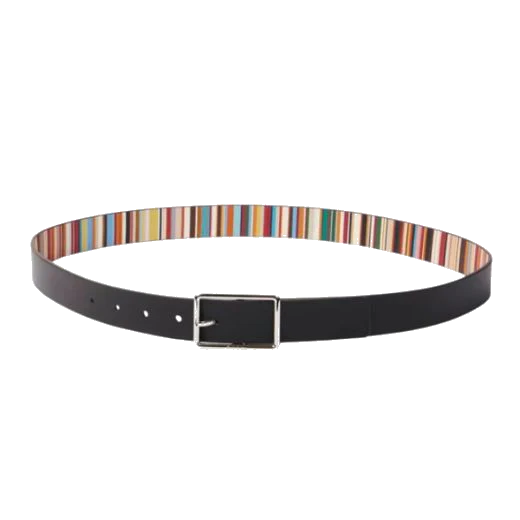 Paul Smith Bright Signature Stripes and Black Reversible Leather Belt