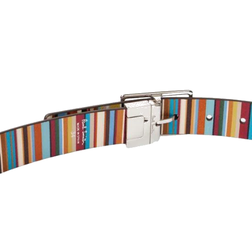 Paul Smith Bright Signature Stripes and Black Reversible Leather Belt - Image 4