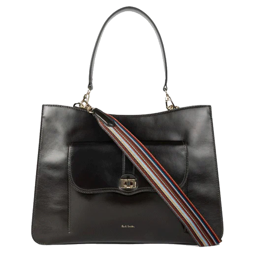 Paul Smith Dark Green Double Leather 'Signature Stripe' Bag